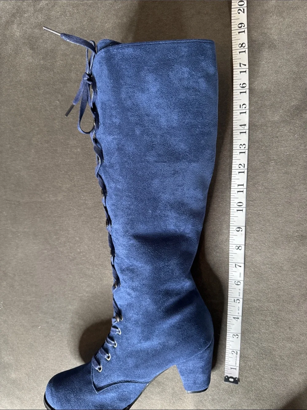 Tall Blue Faux Suede Lace-Up Women’s Boots Size 10 (43) NEW
